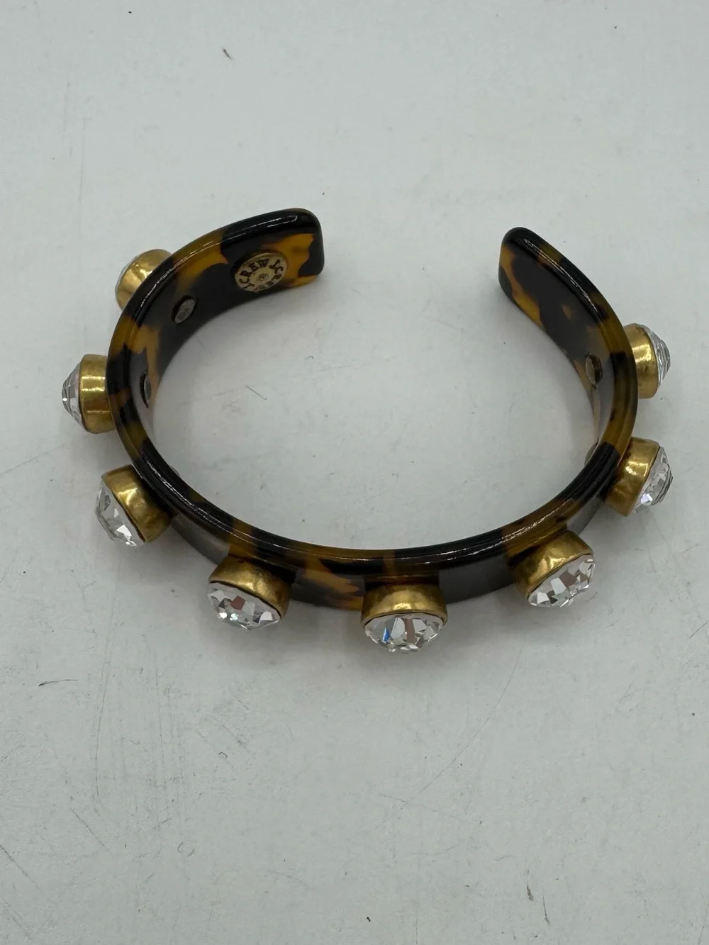 J. Crew Tortoiseshell Crystal Accent Bangle cuff Bracelet - Brown